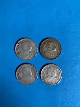 เหรียญหนึ่งสลึงช้างสามเศียรเนื้อเงินสมัย ร.6 ปี พ.ศ.2462 (3เหรียญ) และ2468 (1เหรียญ) จำนวน 4 เหรียญสวยงามคมชัดมากๆ