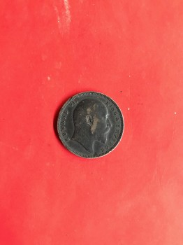 เหรียญเนื้อเงินเก่าพระเจ้า  EDWARD VII ประเทศอินเดีย  ONE RUPEE  ปี  ค.ศ.1903  มีผิวไฟสวยเก่าเดิม