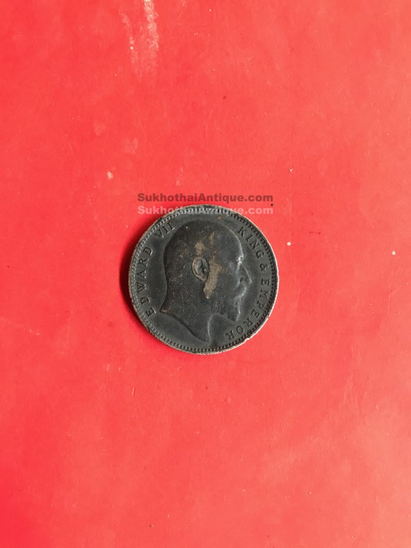 เหรียญเนื้อเงินเก่าพระเจ้า Edward Vii ประเทศอินเดีย One Rupee ปี ค.ศ.1903 มี