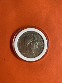 เหรียญเก่าเนื้อเงินประเทศ NEDERLANDEN สมัย พระเจ้าWILLEM III KONING ปี1871 มูลค่า 2 1/2 Gulden ตรงกับต้นสมัย ร.5 ( ปี2414 )