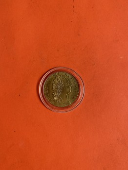 เหรียญเก่าเนื้อเงินประเทศ GREAT BRITAIN สมัย GEORGIVS III DEI GRATIA  ปี ค.ศ.1797  ตรงกับสมัย ร.1  ปี พ.ศ.2340 ผิวออกเหลืองทองผสม