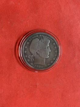 เหรียญเก่าเนื้อเงินประเทศ UNITED STATES OF AMERICA ปี ค.ศ.1906 HALF DOLLAR ปลายสมัย ร.5  ปี พ.ศ.2449 สวยผิวเดิม