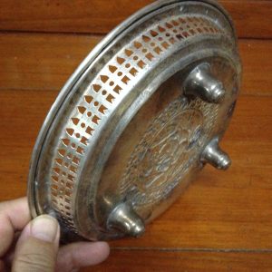 ถาดสัมฤทธิ์เก่าขนาด เส้นผ่าศูนย์กลาง 8 "มีรูปช้างอยู่กลางถาด - Image 4