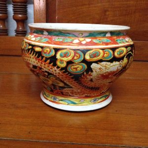 กระโถนกังใสไข่ปอกสมัยรัตนโกสินทร์ตอนต้นเก่ามาก ลายมังกรสองตัวเล่นไฟ - Image 2