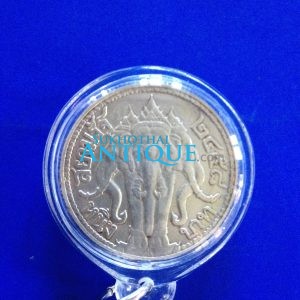 เหรียญเนื้อเงินหนึ่งบาท ตราพระบรมรูปร.6 - ตราไอราพรต พ.ศ.2458 มีลงจารย์เลี่ยมพลาสติกกันนํ้าอย่างดีพร้อมใช้ - Image 2