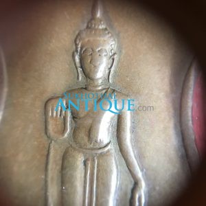 เหรียญหลวงพ่อพระธรรมจักร วัดเขาธรรมมูล จ.ชัยนาท ไม่ทราบรุ่น เนื้อทองแดง เลี่ยมพลาสติกกันนํ้า สวยงาม - Image 4