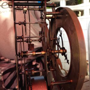 นาฬิกาไขลานตั้งโต๊ะหลุยโบราณ 5 เฟืองหน้าปัดกระเบื้องครอบแก้ว - Image 3