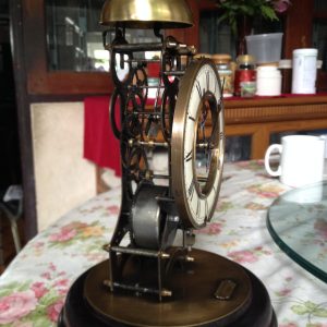 นาฬิกาไขลานตั้งโต๊ะหลุยโบราณ 5 เฟืองหน้าปัดกระเบื้องครอบแก้ว - Image 2