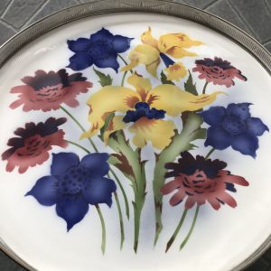 ถาดกระเบื้องโบราณ สผ. 16" ลายดอกเต็ม ประกอบด้วยสีแดง 4 นํ้าเงิน 3 และเหลือง 2 - Image 3