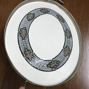 ถาดกระเบื้องโบราณรูปไข่ใบใหญ่สุด ขนาด 13"1/2 X 21"  ลายศิลปะ ตะวันตกโบราณ - Image 2