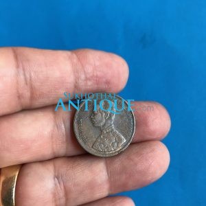 เหรียญทองแดง 1 อัฐ ร.ศ.114  สมัยรัชกาลที่ 5 หน้าตรงพระบรมรูป - พระสยามเทวาธิราช สภาพเดิมๆ - Image 1