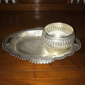 ถาดฉลุลายรูปไข่พร้อมขัน เนื้อเงิน ครบชุด - Image 2