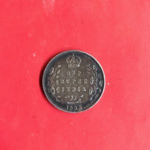 เหรียญเนื้อเงินเก่าพระเจ้า  EDWARD VII ประเทศอินเดีย  ONE RUPEE  ปี  ค.ศ.1903  มีผิวไฟสวยเก่าเดิม - Image 3