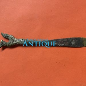 โลหะเก่าที่ป้ายปูนกินหมาก เนื้อทองเหลือรูปหงษ์ - Image 2