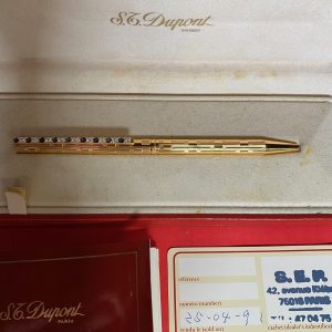 ปากกา St.DUPONT ทำใน France ทอง 18 K ฝังพลอยสีนำ้เงินและเพชรอย่างละ 9 เม็ด ใหม่พร้อมกล่องและใบเซอร์ S/N 0045177 - Image 3