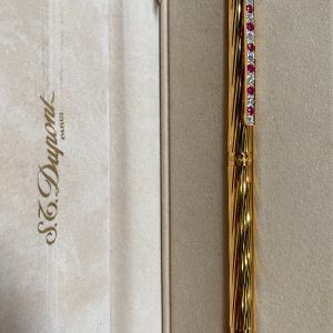 ปากกา St.DUPONT  ทำใน  France ทอง 18 K ฝังพลอยสีแดงและเพชรอย่างละ 9 เม็ด ใหม่พร้อมกล่องและใบเซอร์ S/N 0041190 - Image 4