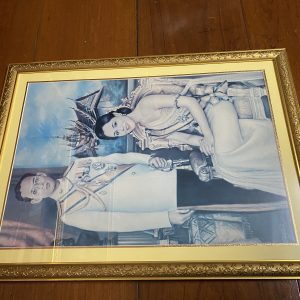 รุปถ่ายในหลวงร.9คู่กับพระราชินีจากภาพวาดขนาด 62 ซม.X 46 ซม.เลี่ยมกรอบสีทองสวยงาม - Image 3