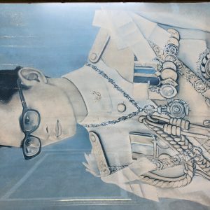 รูปถ่ายเก่าในหลวงร.9 จากภาพวาดสีอยู่ในกรอบไม้เดิมใหญ๋มาก อภืนันทนาการจากร้าน สิงห์ทองการไฟฟ้า - Image 2