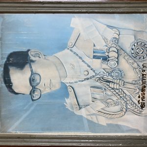 รูปถ่ายเก่าในหลวงร.9 จากภาพวาดสีอยู่ในกรอบไม้เดิมใหญ๋มาก อภืนันทนาการจากร้าน สิงห์ทองการไฟฟ้า - Image 3