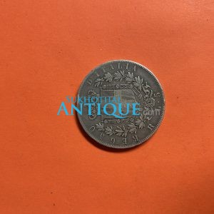 เหรียญเก่าเนื้อเงินประเทศอิตาลี สมัยปกครองโดย VITTORIO  EMANUELE II ปี ค.ศ.1877 มูลค่า 5 Lire ตรงกับประไทย สมัย ร.5 - Image 3