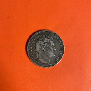 เหรียญเก่าเนื้อเงินประเทศฝรั่งเศสสมัยพระเจ้า LOUIS  PHILIPPEI ปี ค.ศ.1838 มูลค่า 5 FRANCS ตรงกับสมัย ร.3  พ.ศ.2381 - Image 2