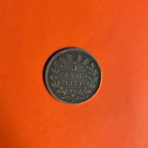 เหรียญเก่าเนื้อเงินประเทศฝรั่งเศสสมัยพระเจ้า LOUIS  PHILIPPEI ปี ค.ศ.1838 มูลค่า 5 FRANCS ตรงกับสมัย ร.3  พ.ศ.2381 - Image 4