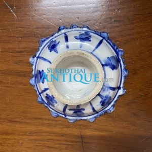 จานเชิงสมัยรัตนโกสินทร์  สีขาว ลายสีนำ้เงิน - Image 4