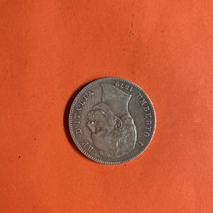 เหรียญเก่าเนื้อเงินประเทศ ITALIA สมัย พระเจ้า UMBERTO I  ปี 1879 มูลค่า 5 Lire ตรงกับสมัย ร.5 (ปี2422) - Image 2