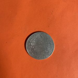 เหรียญเก่าเนื้อเงินประเทศ FRANCE สมัย BONAPARTE (Napoleon I ) ปี11-12(1802-1803) มูลค่า 5 Fance ตรงกับสมัย ร.1 พ.ศ.2346 ผิวดูเหมือน เนื้อโม่แป้งเดิม - Image 3