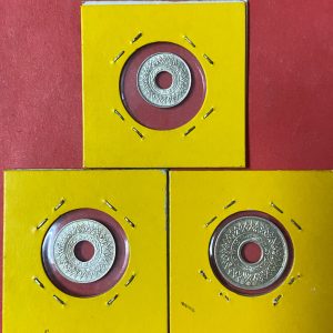 เหรียญดีบุกสมัย ร.8 (พ.ศ.2488) ลายกระนก มี3เหรียญ 5,10 และ20 สตางค์ สวยทุกเหรียญ - Image 3