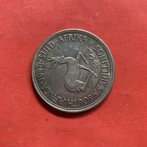 เหรียญเก่าเนื้อเงินประเทศ SOUTH AFRICA  สมัย GEORG IVS  ปีค.ศ.1948 มูลค่า 5 SHILLINGS ปลายสมัย ร.8 พ.ศ.2491 สวย - Image 4