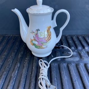 กาต้มนำ้ไฟฟ้ากระเบื้องเก่าจากประเทศจีนมีลวดลายศิลปะสวยงามขลิบทองทั้งสองด้าน ใช้ไฟ 220 V. พร้อมฝา และสายไฟ - Image 4