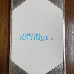 ถาดกระเบื้องโบราณสมัย ร.5  ทรง 4 เหลี่ยม(9 1/2" X15") ลายช่อเถาดอกกุหลาบสีชมพู ผูกโบว์โดยรอบ สวยงามคลาสสิคสมบูรณ์มากๆ - Image 4