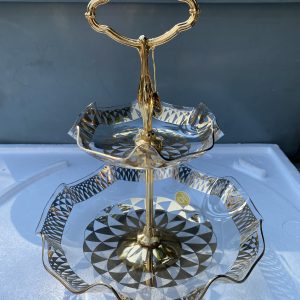 จานใส่่ผลไม้สีใสลายทองผลิตจากประเทศเยอรมันเก่าเก็บไม่เคยใช้งาน สามารถถอดประกอบสวยงามมาก - Image 2