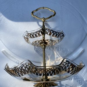 จานใส่่ผลไม้สีใสลายทองผลิตจากประเทศเยอรมันเก่าเก็บไม่เคยใช้งาน สามารถถอดประกอบสวยงามมาก - Image 3