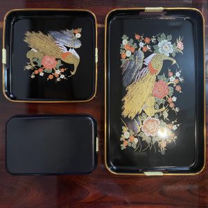 ถาดใส่ของเพ้นท์ลายสวยงามใหญ่กลาง และเล็กรวม 3 ใบ ใบใหญ่ๆมาก - Image 4