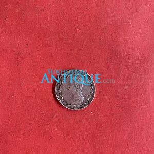 เหรียญเนี้อเงิน พระบรมรูป-หลังตราแผ่นดิน สลึงหนี่ง สมัยรัชกาลที่ 5 ร.ศ. 123 คมชัดมาก - Image 3