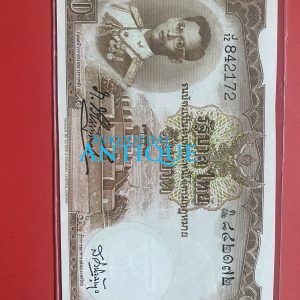 ธนบัตรแบบ 9 10 บาท รุ่นที่ 4 ประกาศใช้ 25 พฤศจิกายน 2498 ลายเซ็น ภ.บริภัณฑ์ยุทธกิจ - ส.วินิจฉัยกุล พิมพ์ บริษัท โทมัส เดอ ลา รู - Image 2