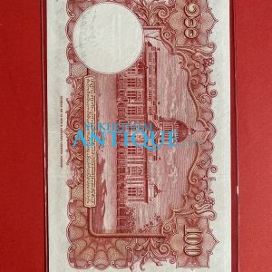 ธนบัตรแบบ 9 100 บาท รุ่นที่ 3 ประกาศใช้ 25 พฤศจิกายน 2498 ลายเซ็น ภ.บริภัณฑ์ยุทธกิจ - เกษม ศรีพยัคฆ์ พิมพ์ บริษัท โทมัส เดอ ฯ - Image 3