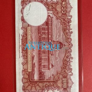 ธนบัตรแบบ 9 100 บาท รุ่นที่ 3 ประกาศใช้ 25 พฤศจิกายน 2498 ลายเซ็น ภ.บริภัณฑ์ยุทธกิจ - เกษม ศรีพยัคฆ์ พิมพ์ บริษัท โทมัส เดอ ฯ - Image 3