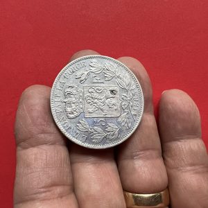 เหรียญเก่าเนื้อเงินประเทศ BELGIUM สมัย LEOPOLD II ROI ; DES  BELGES ปี 1867  ตรงกับสมัย ร.5 ปี พ.ศ.2410 - Image 2