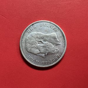 เหรียญเก่าเนื้อเงินประเทศ BELGIUM สมัย LEOPOLD II ROI ; DES  BELGES ปี 1867  ตรงกับสมัย ร.5 ปี พ.ศ.2410 - Image 3