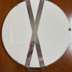 ถาดกระเบื้องโบราณสมัย ร.5 ขนาด 18" ลายช่อผลไม้สี 4 ผลสีขาว เทาฟ้า แบบคลาสสิก สวยงามครบสมบูรณ์ - Image 4