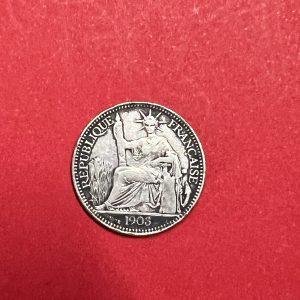 เหรียญอินโดจีนประเทศฝรั่งเศส REPUBLIQUE FRANCAISE ค.ศ.1903 เนื้อเงิน  10 CENT สวยคมชัด - Image 2
