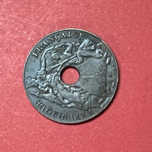 เหรียญอินโดจีนประเทศฝรั่งเศส เนื้อทองแดง REPUBLIQUE FRANCAISE ค.ศ.1938   1 Centime  สวยคมชัด - Image 2